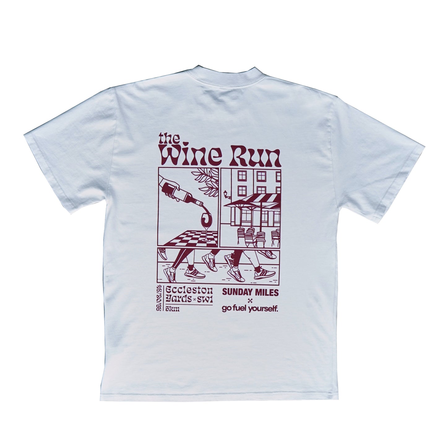 'The Wine Run' White Oversized Tee